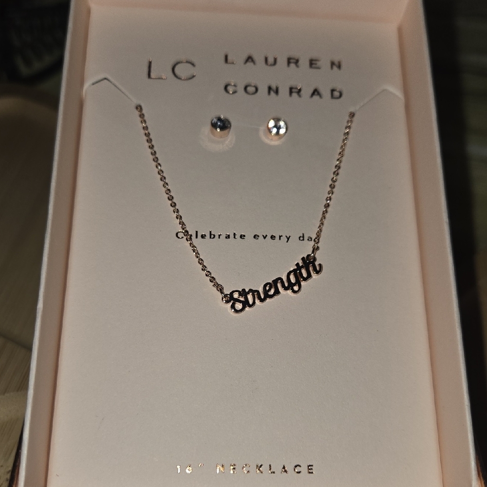 LC Lauren Conrad Gold 'Strength' Necklace Set